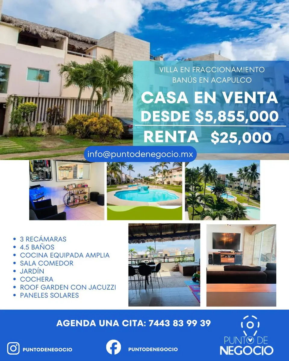 Foto 1 de 16: Casa en Venta o Renta en Fraccionamiento Banús – Acapulco Diamante